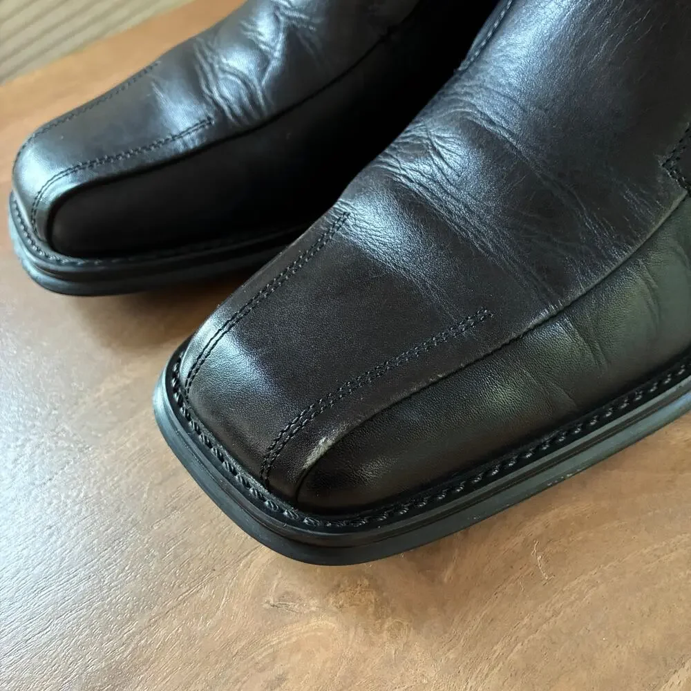 BASS Corrado Black Leather Square Toe Slip-on Dress Shoes Loafers Men's Size 7.5